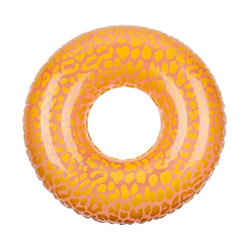 Flotteur anneau animal print rose resistant pour eviter les fuites