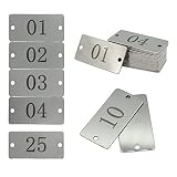 StayMax Stainless Steel Rectangle Numbered Tags with Two Holes 1 Inch x 2 Inch (1-25)