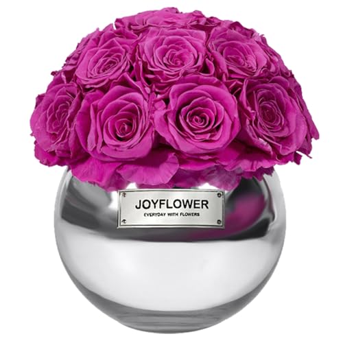 JoyFlower Preserved Flowers Vase Glass Decor, Eternal Flower Vase...