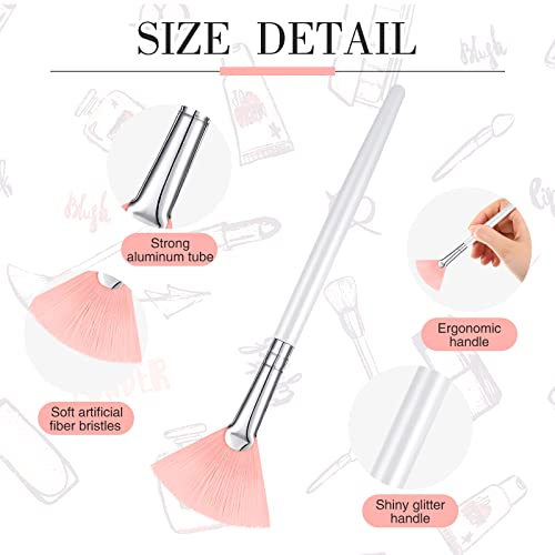 Image of 9 Pieces Facial Fan Mask Brushes, Soft Facial Applicator Brushes Tools for Peel Glycolic Makeup for Mud Cream(Pink, White)
