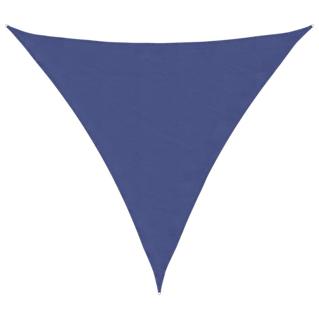 Voile de parasol triangulaire bleu fini la chaleur et la pluie au jardin