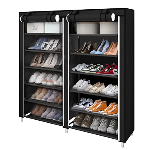 RELOVE Armoire à chaussures, étagères étanche, 7 couches, pour 36 paires, armoire en tissu, rangement de chaussures avec housse