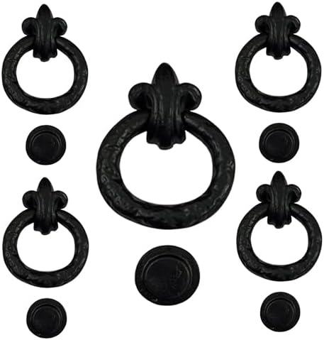 Shristy Hardware "Brad" Black Cast Handmade Iron Door Knocker for Door Front - Exterior for Home Iron Door Knocker Front Door Entry Knocker - (Pack of 5 Black Powder Coated Finish)