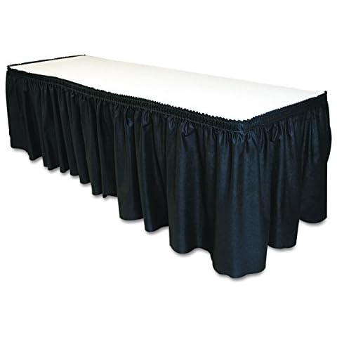 Tablemate TBLLS2914BK Disposable Linen-Like Table Skirt, Self-Adhesive, 29" x 14', Black Cover