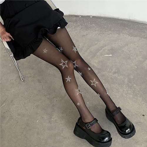 Image of SOLILOQUY Women Y2K Lolita Sheer Tights Bow Knot High Waist Footed Pantyhose Stockings See-Through Stretchy Leggings