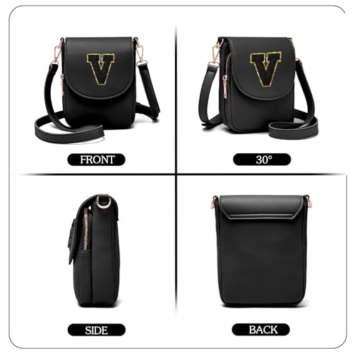 Image of Viverte Crossbody Purse for Teen Girls Small Initial Cell Phone Toddler Purse Leather Triple Compartment Crossbody Bags