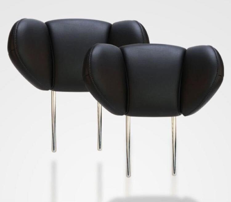 Amazon.co.jp: 汎用 大型ヘッドレスト 2個セット ブラックレザー  