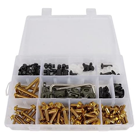 BAIONE Worldmotop Stainless Steel Bolt Kit Screws Fasteners Clips Compatible with Yamaha Honda Kawasaki Suzuki BMW Fairing Bolt Kits Metric Bolts and Nuts Kit Torx Screws (yellow) Cover