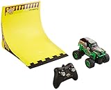 New Bright R/C F/F 4x4 Monster Jam Grave Digger with 360 Flip Ramp Set (1:43 Scale), Black