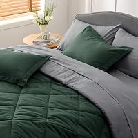 Bedsure Twin XL Comforter Set Reversible Bed Set 5 Forest Green/Dark Grey — image 6