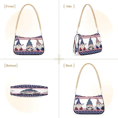 Image of Shoulder Bags for Women American US Flag Independence Day Patriotic Hobo Tote Handbag Small Clutch Purse with Zipper Closure