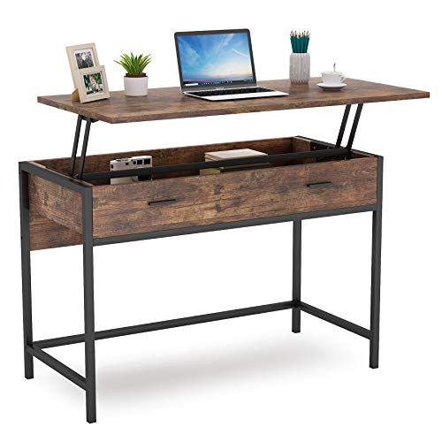 Tribesigns Scrivania per computer con piano rialzato Scrivania industriale Scrivania da studio per studio Tavolo per laptop Scrivania per PC Scrivania da ufficio regolabile in altezza