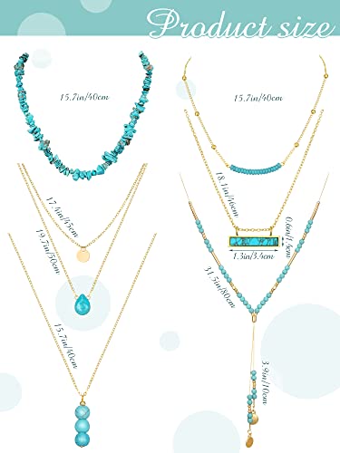 Estune 6 Pieces Gold Layered Necklaces for Women Boho Long Chain Tassels Choker Map Coin Bar Crescent Moon Necklace3