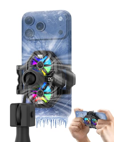 darkFlash Dual Core Phone Cooler with Clip, Cell Phone Fan with Screw, Phone Cooling Fan for Gaming and Live Streaming, Phone Radiator with RGB Light, Compatible with iPhone/Samsung/Android (DK-GS)