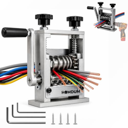 Image of Homdum 6-in-1 Manual Wire Stripper Machine, Drill-Operated & Hand Crank Cable Stripping Tool, Adjustable Wire Peeling Machine for 3-17mm Copper & Aluminum Wires