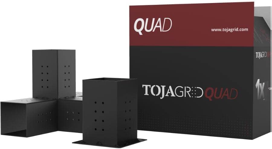 TOJA Grid Quad Joining & Solo Base Pergola Brackets - for 6" x 6" Wood Posts, 2 Piece