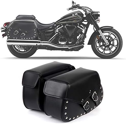 NO. 32 2Pcs Heavy-duty Waterproof Motorcycle Saddlebags 2-Strap - Extra-Large PU Synthetic Leather Insulated Throw-Over Saddlebag Tool Bag | Side Bag | Handlebar Bag w/Quick Release