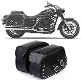 NO. 32 2Pcs Heavy-duty Waterproof Motorcycle Saddlebags 2-Strap - Extra-Large PU Synthetic Leather I