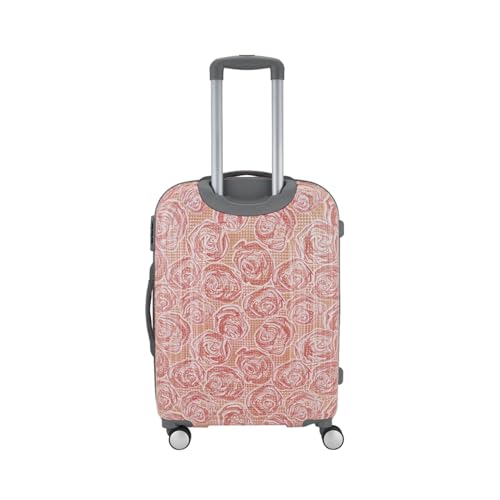 Image of Genie Rose 55cm Trolley Bag,Hard Side 8 Wheel Cabin Luggage- Pink, Printed, Travel Bag for Women