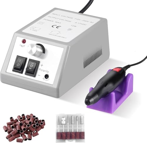 Ponceuse à Ongles Électrique Professionnelle 20000 RPM - Fraises à Ongles Électriques Kit Complet avec 6 Embouts, Faible Bruit pour Manucure/Pédicure à...