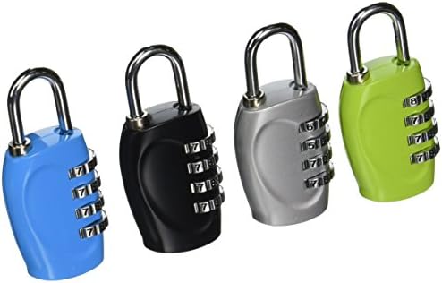 HTThe Ultimate 4 Digit Combination Padlock Set - Set Your Own(Not TSA Approved Lock) (4 Pack Multi-color)