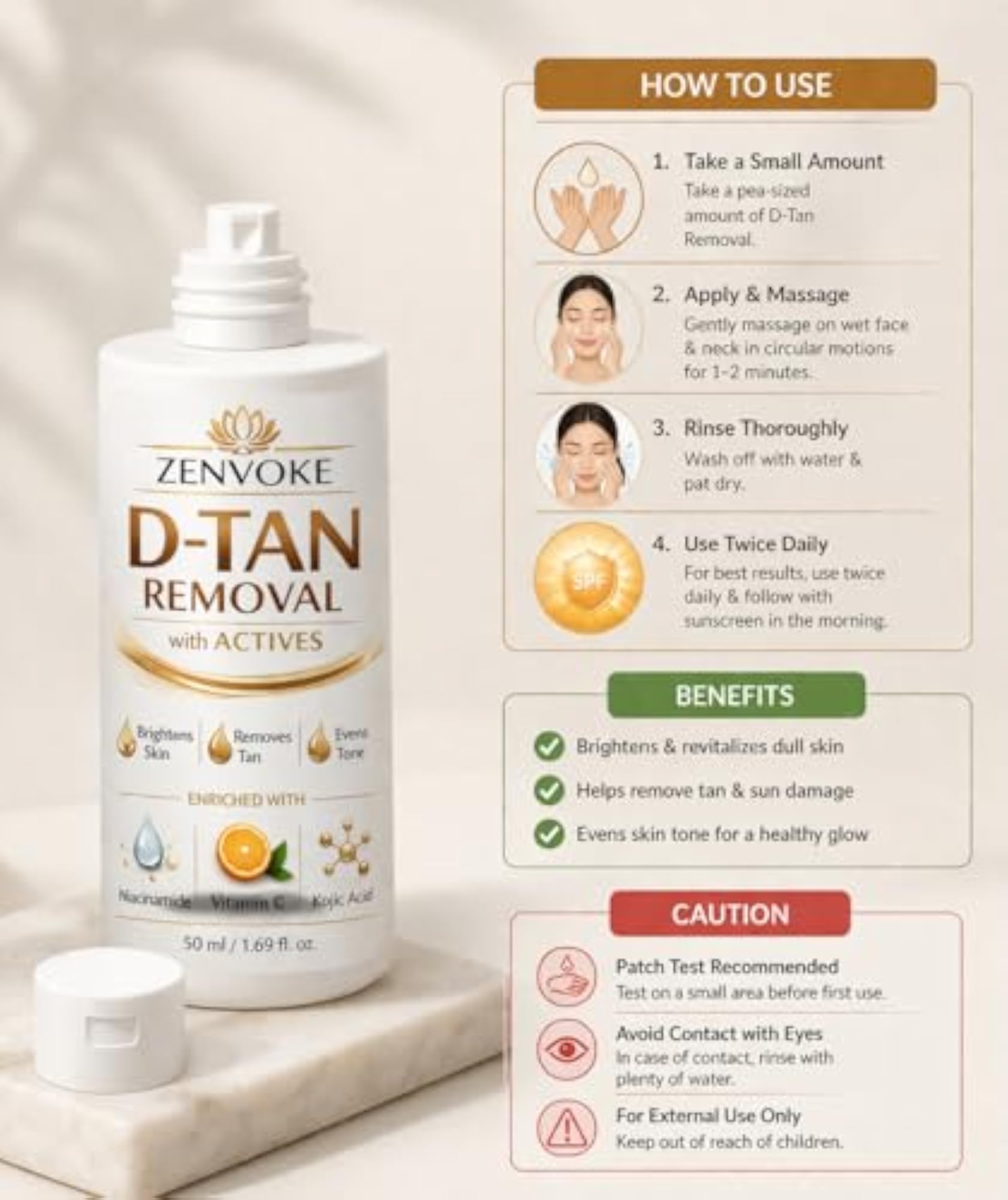 D Tan Removal Face Gel 50ml Skin Glow Brightening Gel