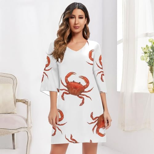 Robe imprimée V Line crabes motif graphique géométrique rouge