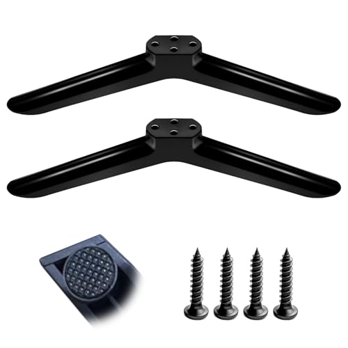 PORUPAEL 2Pcs TV Stand Legs - Universal Replacement Base for 24-55 inch TVs, Anti-Slip Feet with Mounting Screws, Sturdy Black Plastic Legs for Samsung LG TCL Flat Screen Television Sets