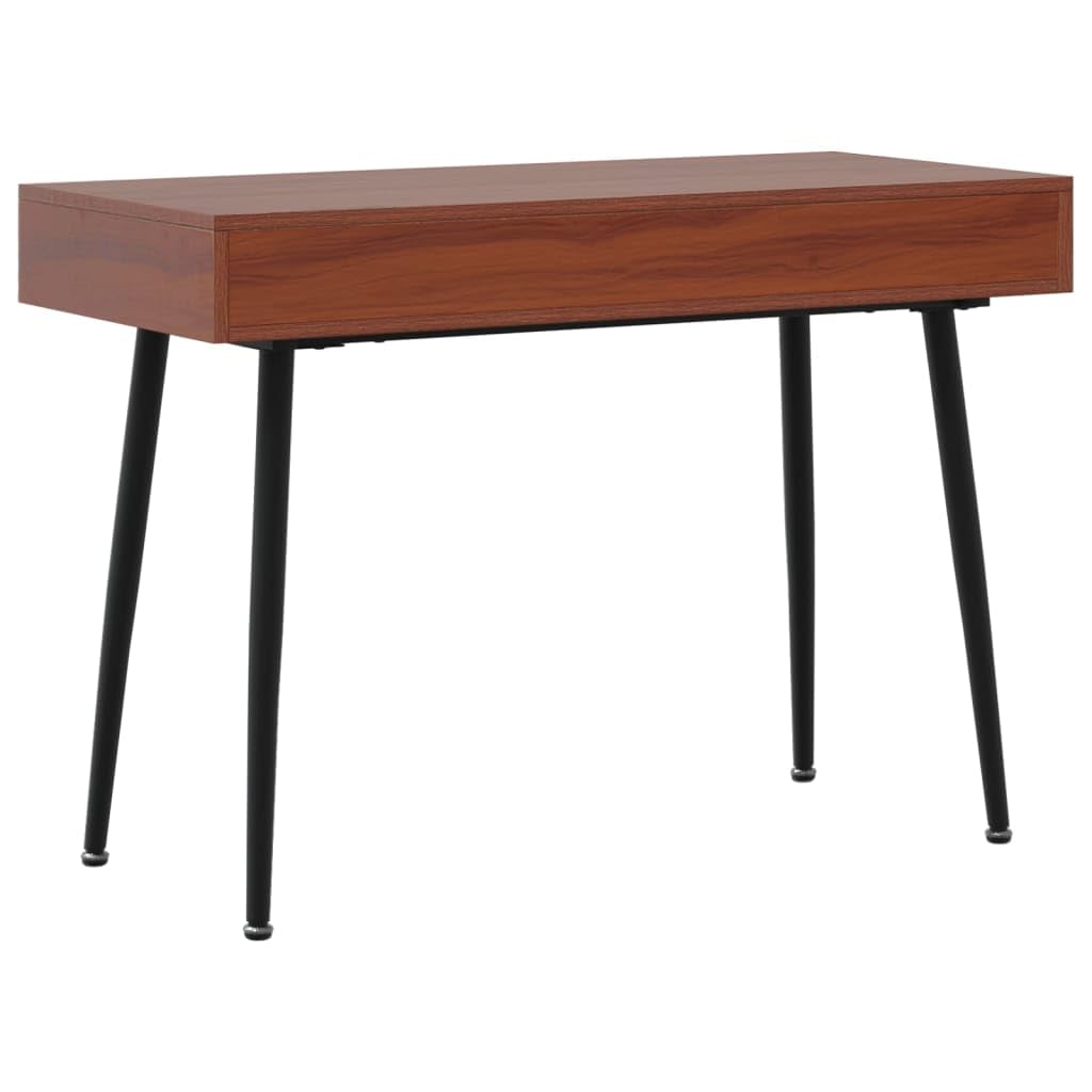 Scrivania Porta Computer con Cassetto Marrone 110x50x75 cm | Tavolo da lavoro salvaspazio per studio o ufficio, con piedini regolabili e solida struttura in metallo.