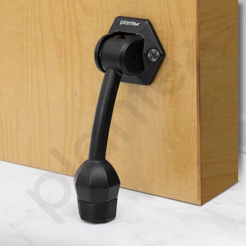 Image of Plantex Door Stopper for Main Door /5-Inch Stopper with Rubber Grip /Stoppers for Wooden Door /Stops for Door - Pack of 4 (Z-Black)