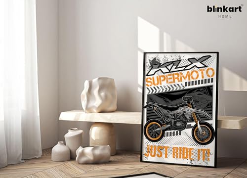 Image of BLINKART Kawasaki KLX CarFramed Posters Gift Items Boys Room Wall Decoration Bedroom Office Studio Synthetic Wood Frame & Acrylic Glass Ready to Hang - 18x12 Inch, (A4 Size) - CAR-142