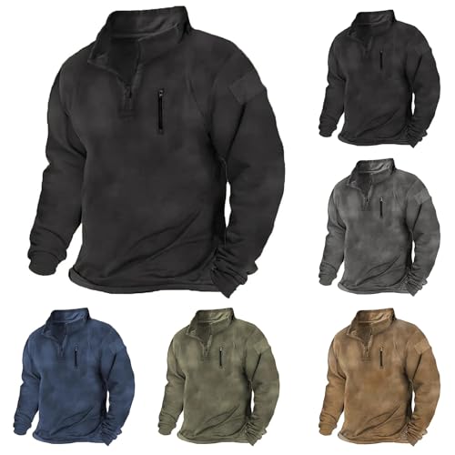 Mens Zipper Sweater Stand Up Collar Loose Solid Color Outdoor Warm Breathable Top2