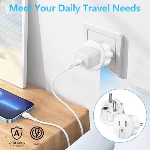 2 Stücke Reiseadapter USA auf Europa, Reiseadapter USA, USA Adapter Steckdose Deutschland Plug, US to EU Adapter, Adapter USA Deutschland Stecker, USA auf DE Steckdose, Europäischer Stecker, Weiß