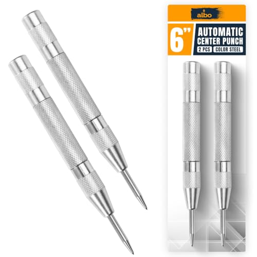 ALBO Automatic Center Punch, 6", Silver, Standard Cap, 2 Pcs