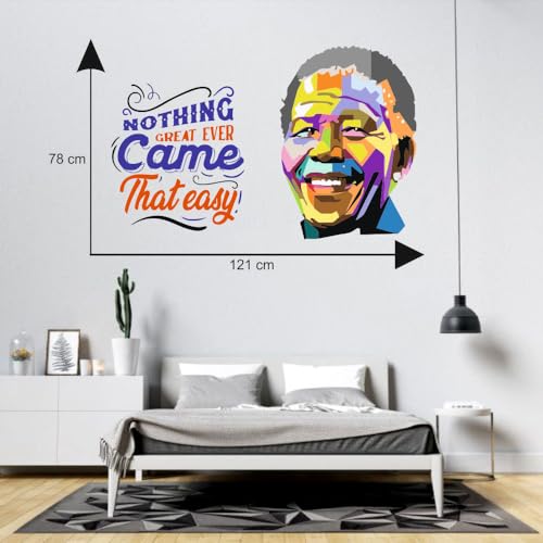 Image of Nelson Mandela Nothing Come Quotes Office - Inspirational - Motivational - Quotes - Wall Sticker for Kids Room, Living Room, School, Library (Size - 78CM X 121CM)