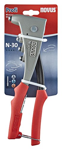 Novus Blindnietzange N-30, ergonomische Profi-Nietzange, Nietenzange mit 1-Hand-Bedienung, Aluminium, Stahl