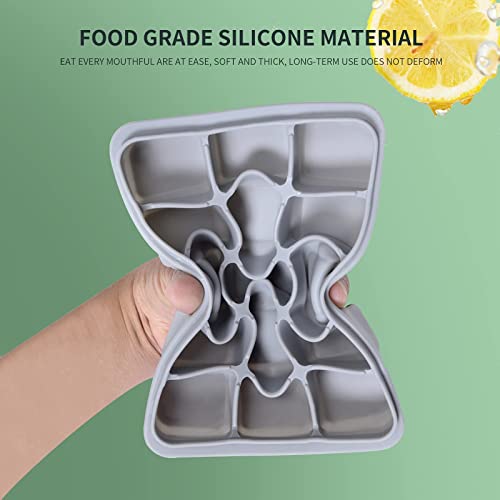 Ice Cube Trays Set Of 2, Easy Release 15 Flexible Silicone Ice Cube Molds With Removable Lid Reusable Freezer Ice Trays Stackable For Whiskey, Baby Food, Bpa Free (Snow Gray) #TOP4