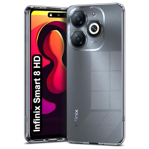 Image of Fashionury Shockproof Crystal Clear Back Cover Case for Infinix Smart 8 HD | Raised Bumps for Camera & Screen Protection | Transparent Back Cover Case for Infinix Smart 8 HD