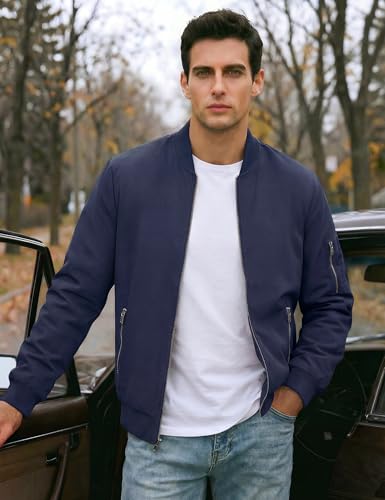 Image of TACVASEN Men's Lightweight Jacket Casual Spring Fall Windbreaker Bomber Zip Up Coat with Pocket