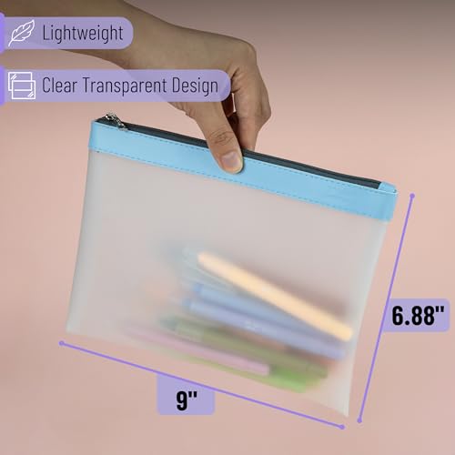 Image of Mr. Pen- Clear Pencil Pouch, 9 inch x 6.88 inch, 3 Pack, Durable TPU Material | Large Water-Resistant Pencil Bags with Smooth Zipper, Multipurpose Clear Pouch for Stationery, School, Office