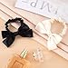 PAGOW 4 Pcs Bow Elastic Hair Ties, Sweet Bowknot Scrunchies, Satin Elastic Hair Bands, Cute Hair Accessories for Women Girls, Ponytail Holder Hair Ties for Thick Thin Hair (Black, Beige)