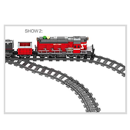 BGOOD Technik Zug mit Schienen, 1002 Klemmbausteine Ferngesteuerter City Zug Güterzug mit Motor, Wagen, Gleise und… – Bild 5