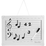 HEMOTON Abwischbare Lerntafel mit Notenlinien und Magnetischen Notenaufklebern Leichtes Tragbares Whiteboard Kunststoff Schreibtafel für Schule und Zuhause für Anfänger