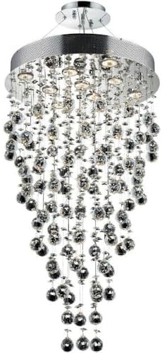 Elegant Lighting 2006D20C/RC Royal Cut Clear Crystal Galaxy 9-Light, Single-Tier Crystal Chandelier, 20" x 36", Finished in Chrome with Clear Crystals