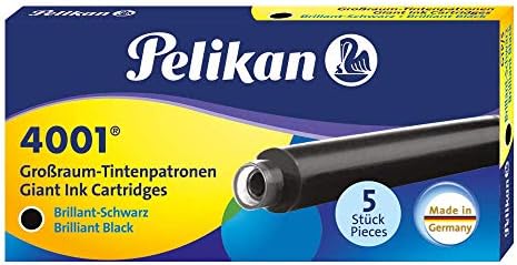 Pelikan 4001 GTP/5 Ink Cartridges for Fountain Pens, Brilliant Black, 1.4ml, 5 Pack (310615)