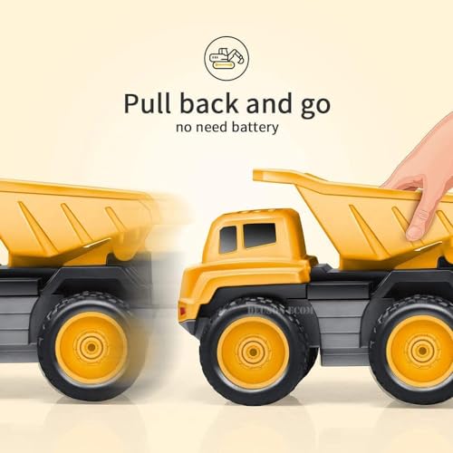 Image of 6 in 1 Bulldozer and Crain Excavator Trucks Convert Friction-Powered Unbreakable Pull-Along Back Construction Vehicle Trucks Toy Ideal for Playing Kid's and Children's