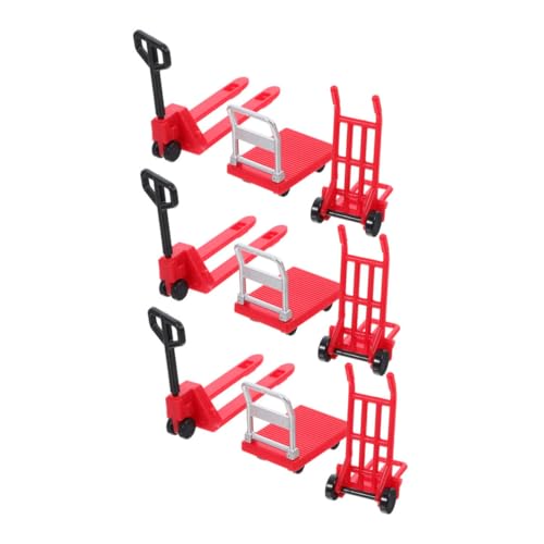 TOYANDONA 3 Ensembles Voiture Miniature Mini de Chariot à Plate-Forme modèle de Chariot élévateur de fête Chariot de Transport de Construction Signe de Mini-Voiture Rouge