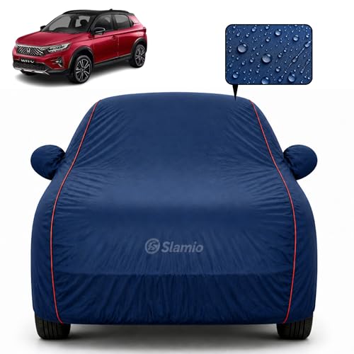 Image of Premium 100% Waterproof Car Cover for Honda's WR-V Model | All-Weather, UV & Dust Protection | Heavy-Duty 3-Layer Fabric | Custom Fit with Mirror & Antenna Pockets | Navy Blue