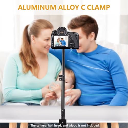 Image of PHOTOMAX Overhead Desk Mount, Tabletop C-Clamp Mount Stand, Adjustable Metal Stand with Standard 1 /4 inch Screw Tip for DSLR Camera, Ring Light, Video Light, Panel Light(CM02)