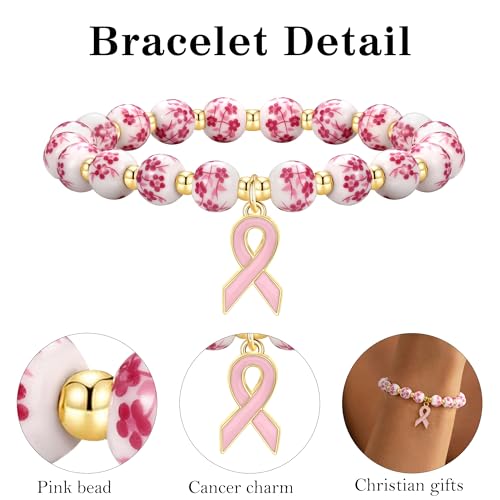 Image of Cross Bracelets for Women, Christian Gifts for Women Stocking Stuffers for Teens Cross Bracelet Imperial Nature Stone Bead Bracelet Confirmation Baptism Gift for Teen Girls Christmas Religious Gift Cathlic Faith Jewelry